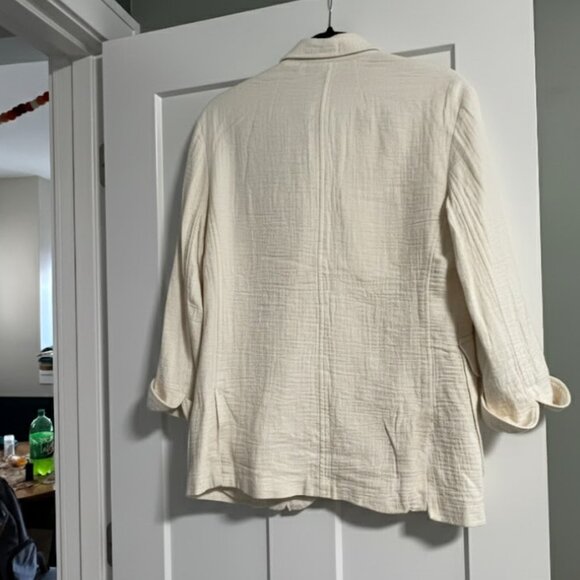 Madewell Cotton Linen Relaxed Larsen Blazer Jacket NE403 Cream S - Picture 3 of 3